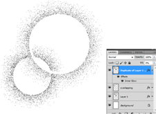 Two overlapping circles, with a dithered border inside the larger one.